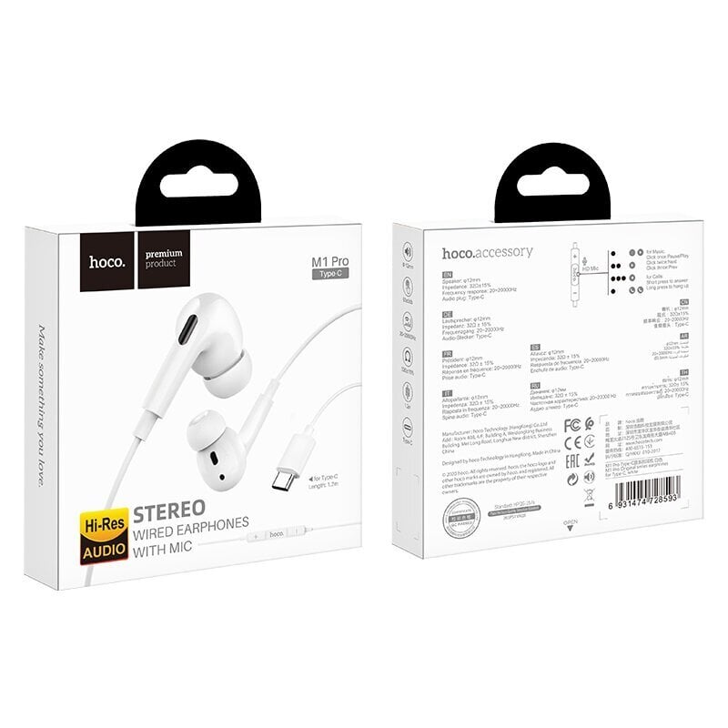 Hoco M1 Pro, white hinta ja tiedot | Kuulokkeet | hobbyhall.fi