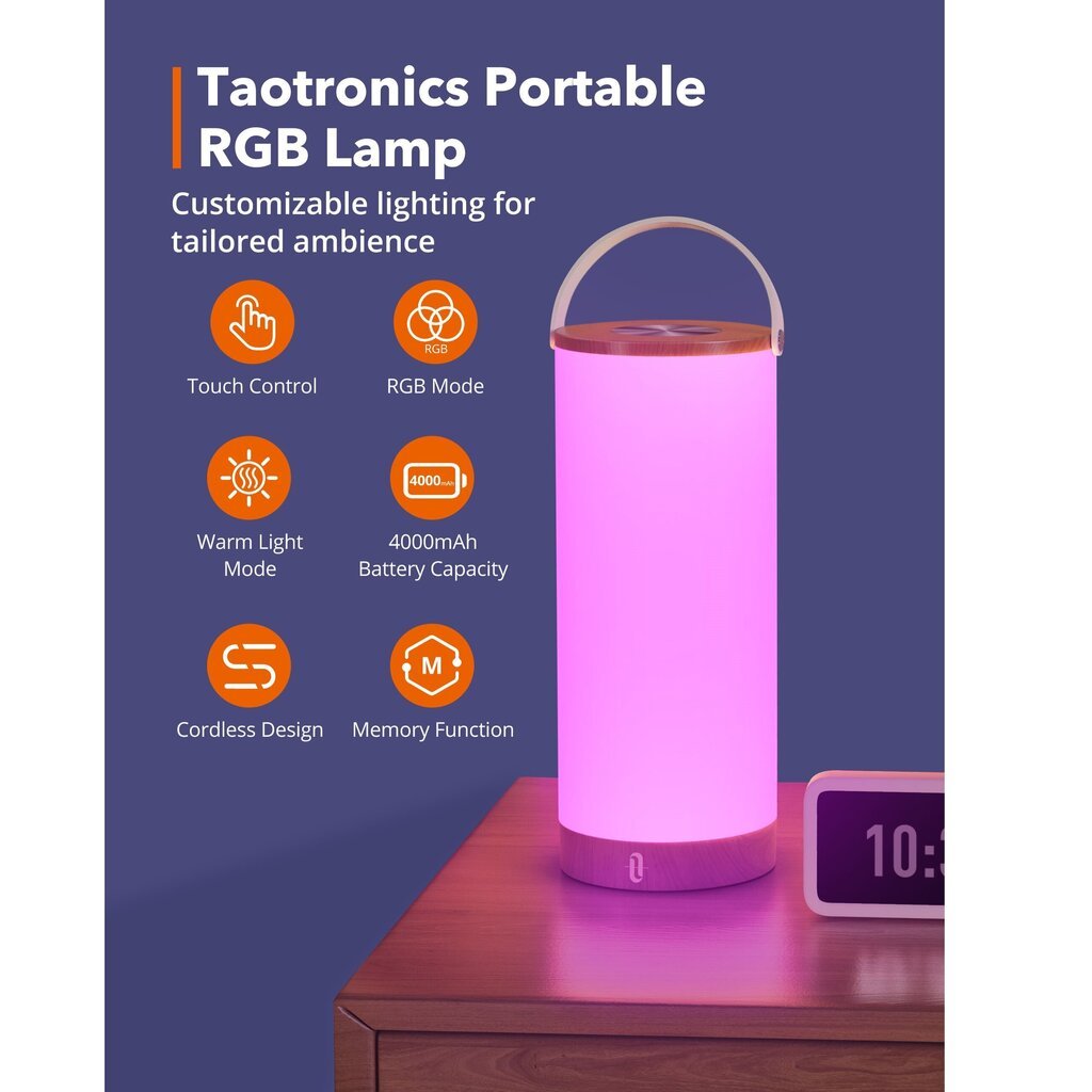 Ladattava LED-valo, RGB TaoTronics TT-DL23 Pro hinta ja tiedot | Pöytävalaisimet | hobbyhall.fi