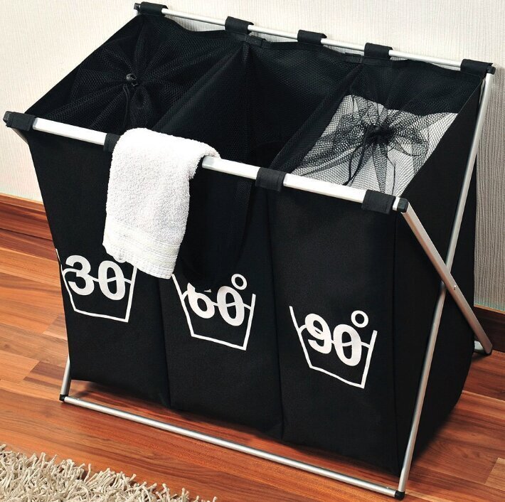Pesu- ja pyykkikori musta 63 x 57 x 38 cm hinta ja tiedot | Kylpyhuoneen sisustus | hobbyhall.fi