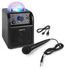 Vonyx SBS50B BT Karaoke-kaiutin LED-pallo, musta hinta ja tiedot | Stereojärjestelmät | hobbyhall.fi