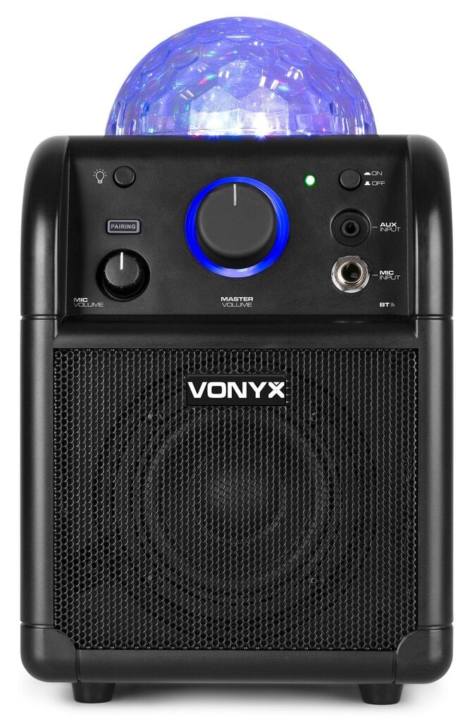 Vonyx SBS50B BT Karaoke-kaiutin LED-pallo, musta hinta ja tiedot | Stereojärjestelmät | hobbyhall.fi