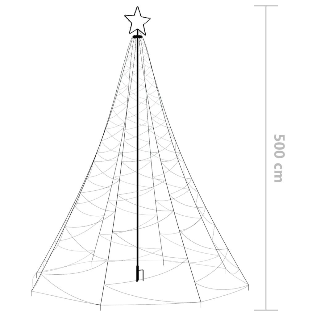 vidaXL Joulukuusi metallitolpalla 1400 LED-valolla kylmä valkoinen 5 m hinta ja tiedot | Joulukuuset ja kranssit | hobbyhall.fi