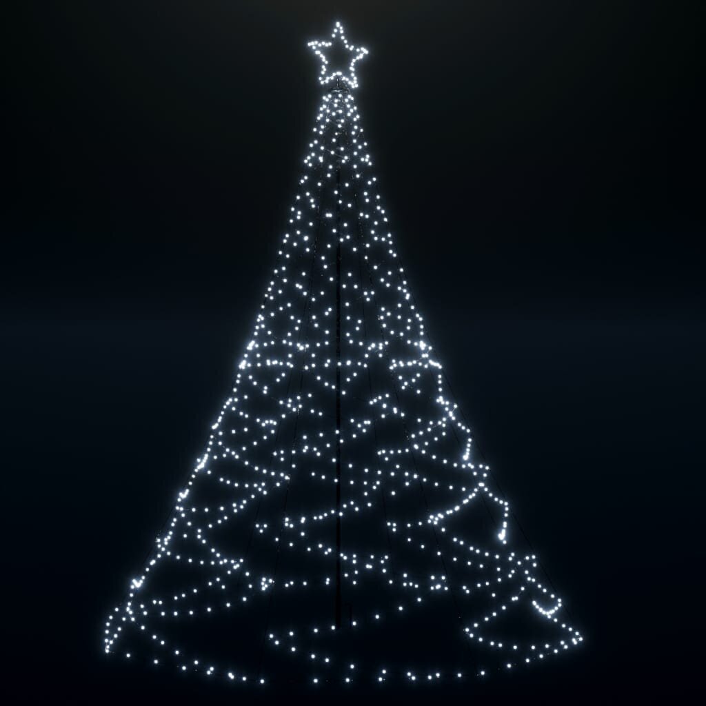 vidaXL Joulukuusi metallitolpalla 1400 LED-valolla kylmä valkoinen 5 m hinta ja tiedot | Joulukuuset ja kranssit | hobbyhall.fi
