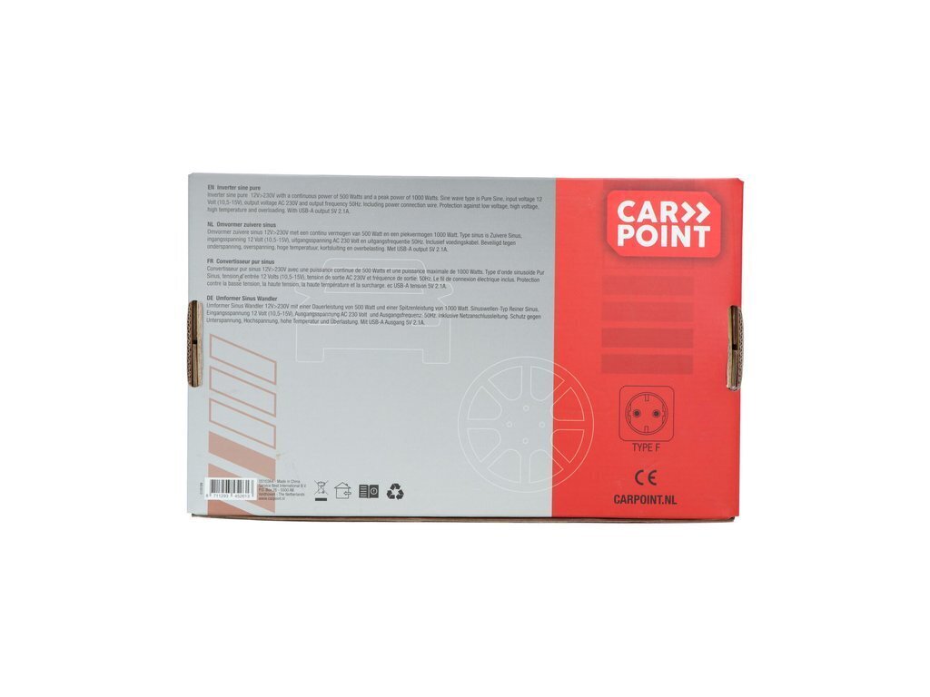 Tehomuunnin Carpoint 500 W / 1000 W Pure Sine 12 V - 230 V 0510364 hinta ja tiedot | Muuntimet ja invertterit | hobbyhall.fi