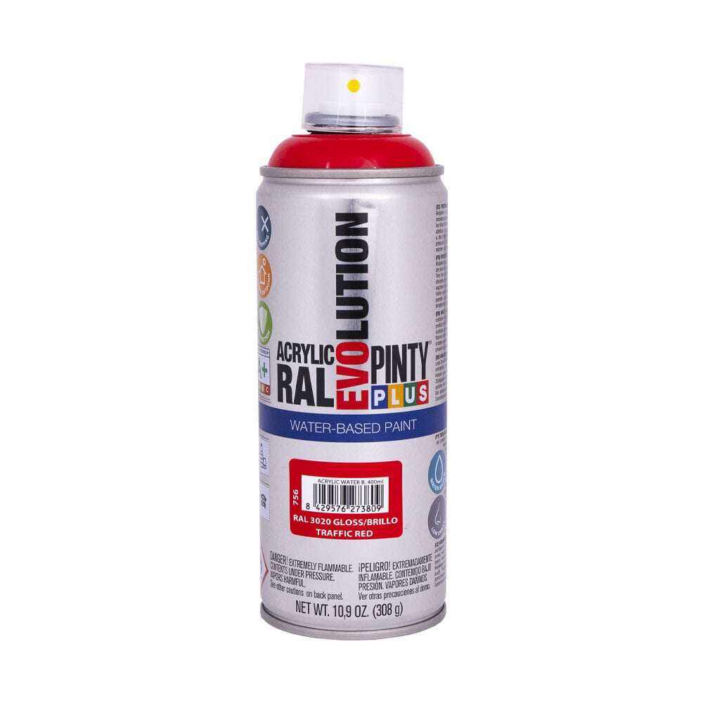 Vesiohenteinen aerosoli akryylimaali punainen RAL 3020 PintyPlus Evolution 400ml hinta ja tiedot | Maalit | hobbyhall.fi