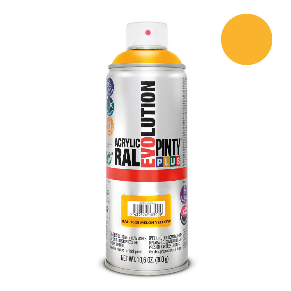 Aerosoliakryyliväri Keltainen RAL 1028 PintyPlus Evolution 400ml hinta ja tiedot | Maalit | hobbyhall.fi