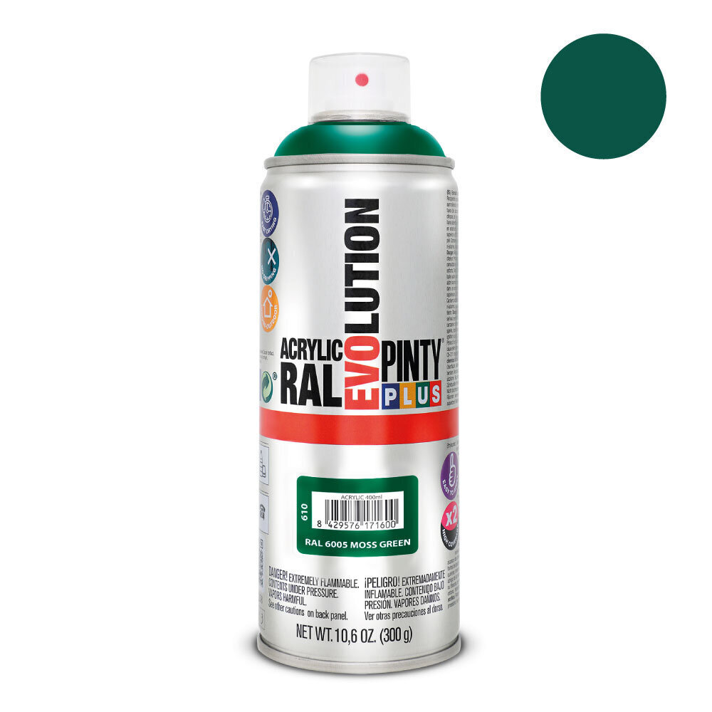 Aerosoli akryylimaali vihreä RAL 6005 PintyPlus Evolution 400ml hinta ja tiedot | Maalit | hobbyhall.fi