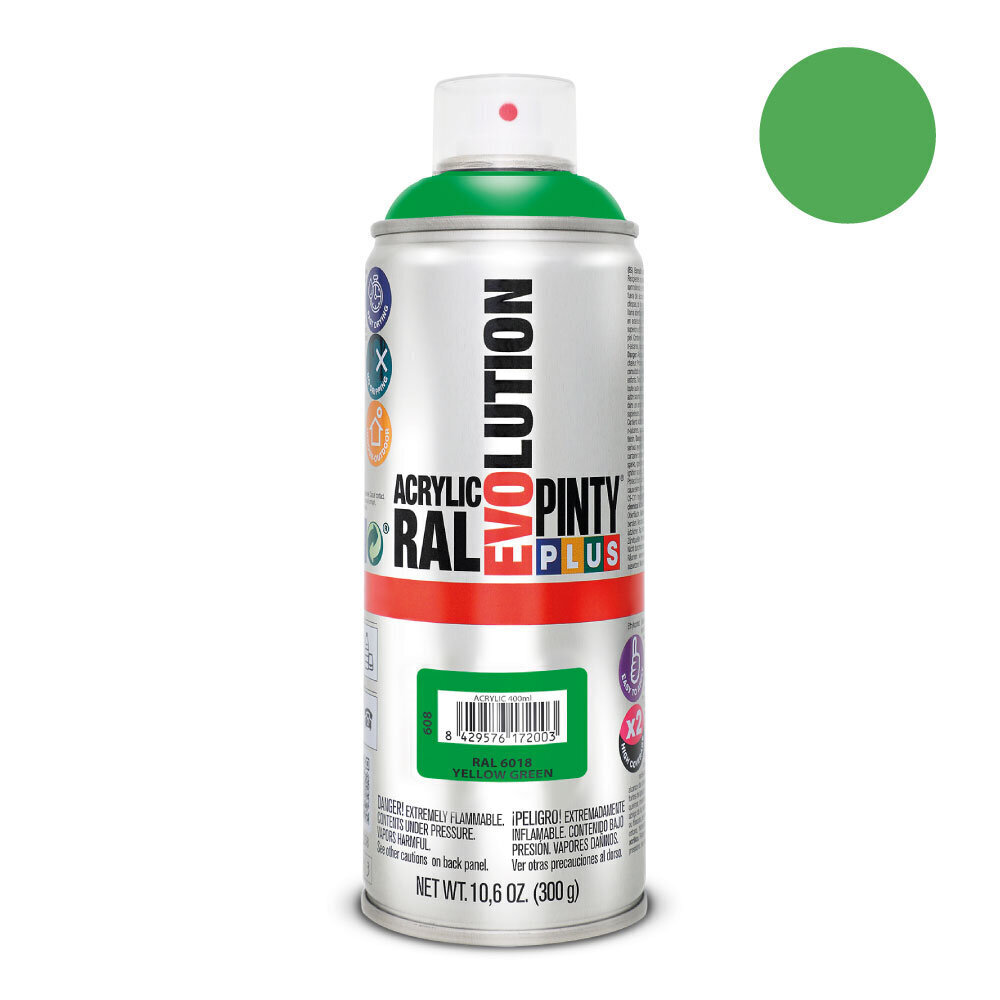 Aerosoli akryylimaali vihreä RAL 6018 PintyPlus Evolution 400ml hinta ja tiedot | Maalit | hobbyhall.fi