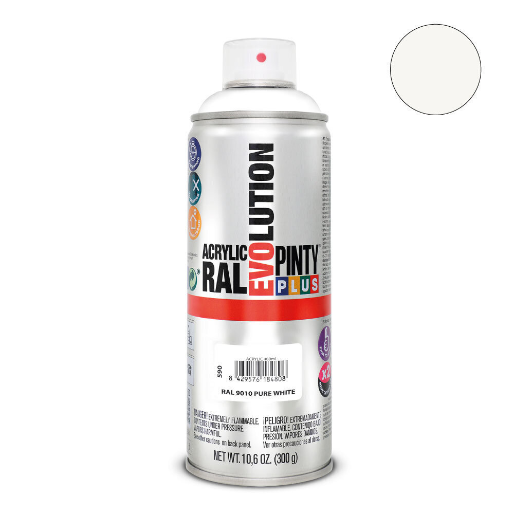 Aerosoli akryylimaali valkoinen RAL 9010 PintyPlus Evolution 400ml hinta ja tiedot | Maalit | hobbyhall.fi