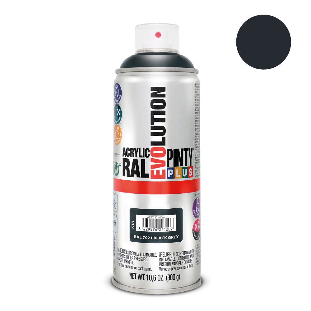 Aerosoli akryylimaali harmaa RAL 7021 PintyPlus Evolution 400ml hinta ja tiedot | Maalit | hobbyhall.fi