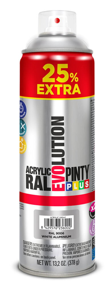 Aerosoli akryylimaali alumiini RAL 9006 PintyPlus Evolution 500ml hinta ja tiedot | Maalit | hobbyhall.fi