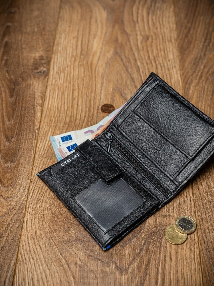 Cavaldi, Miesten lompakko aidosta nahasta, musta/sininen hinta ja tiedot | Miesten lompakot | hobbyhall.fi