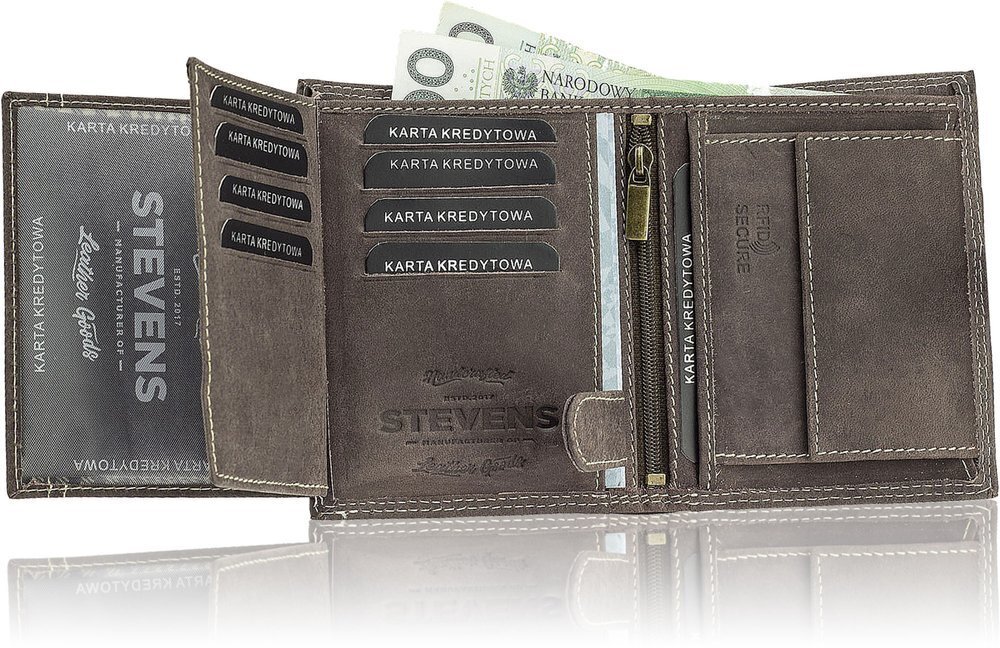Miesten nahkainen lompakko Stevens RFID-suojauksella ruskea hinta ja tiedot | Miesten lompakot | hobbyhall.fi