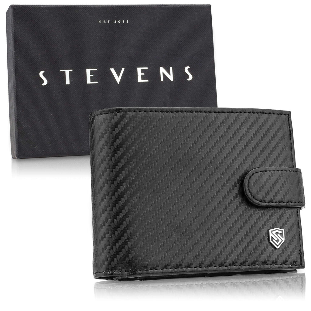 Miesten nahkainen lompakko Stevens 325A Carbon, musta hinta ja tiedot | Miesten lompakot | hobbyhall.fi