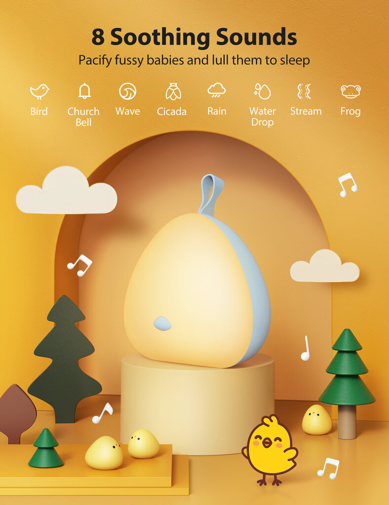 Musikaalinen yövalaisin Vava VA-CL1001, keltainen hinta ja tiedot | Lasten turvallisuus | hobbyhall.fi