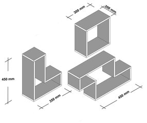 3 hyllyn setti Kalune Design Tetris, valkoinen. hinta ja tiedot | Hyllyt | hobbyhall.fi