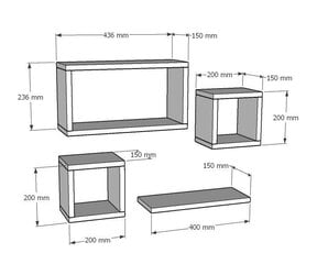 4-hyllysetti Kalune Design Babi, valkoinen hinta ja tiedot | Hyllyt | hobbyhall.fi