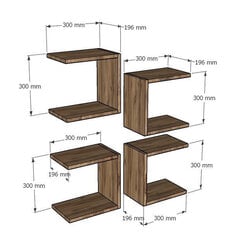 4-hyllysetti Kalune Design Base, ruskea hinta ja tiedot | Hyllyt | hobbyhall.fi