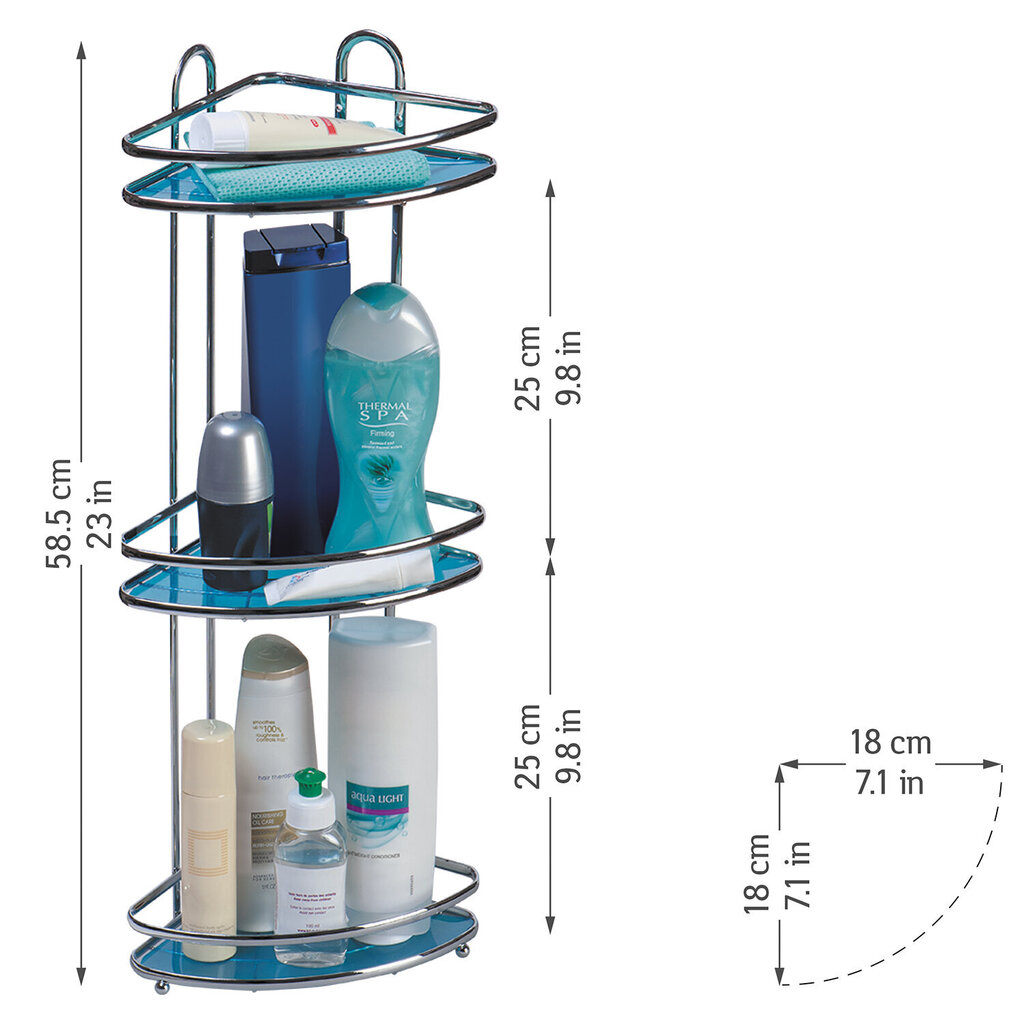 Kulmahylly kylpyhuoneeseen 3 hyllyä Tatkraft hinta ja tiedot | Kylpyhuoneen sisustus | hobbyhall.fi