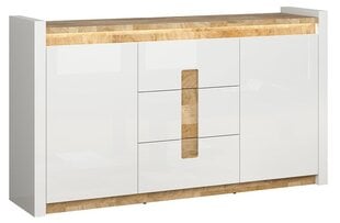 Alameda II -lipasto, valkoinen kiiltävä/tammi hinta ja tiedot | Lipastot | hobbyhall.fi