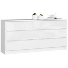 NORE K160 6 laatikolla, Lipasto valkoinen / kiiltävä valkoinen hinta ja tiedot | Lipastot | hobbyhall.fi