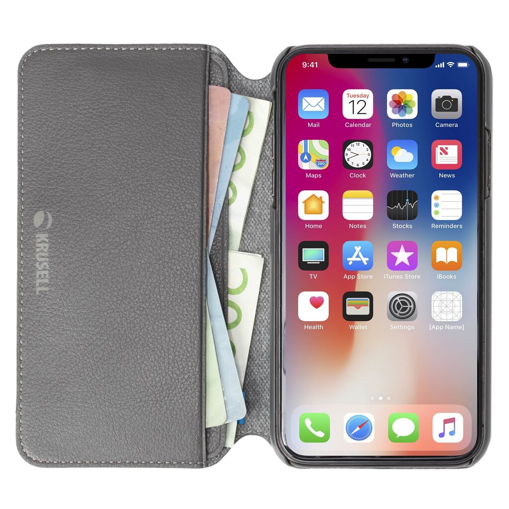 Krusell Pixbo 4 Card SlimWallet Apple iPhone X/XS:lle, harmaa hinta ja tiedot | Puhelimen kuoret ja kotelot | hobbyhall.fi