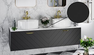 Besco Floo 120 kylpyhuonekaappi ohuella mustan värisellä työtasolla, mustan /kullan värinen hinta ja tiedot | Besco Huonekalut ja sisustus | hobbyhall.fi