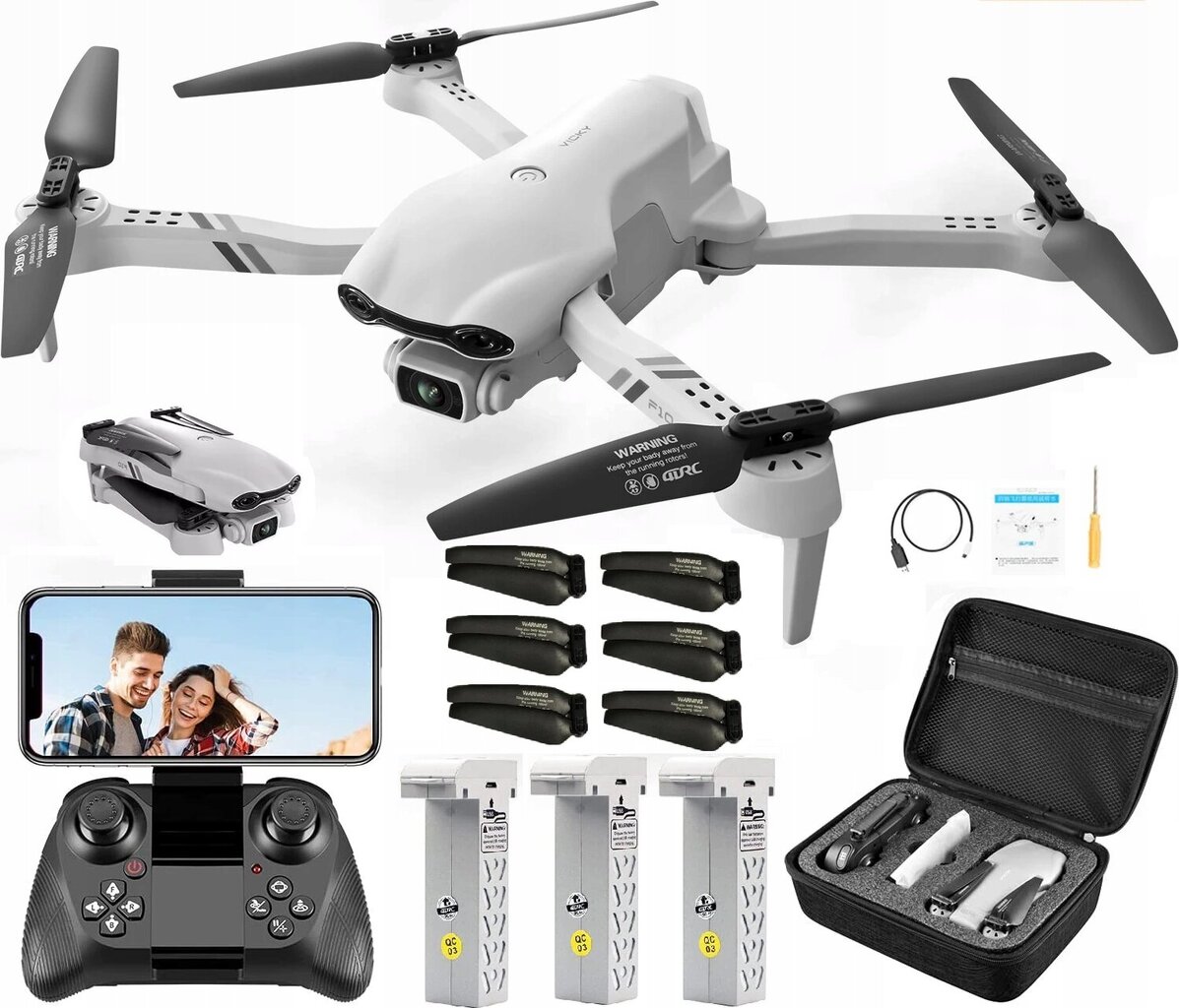 Drone F10, 2000 metriä ohjaa 4K WIFI -etäisyyttä kahdella kameralla ja kolmella akulla hinta ja tiedot | Dronet | hobbyhall.fi