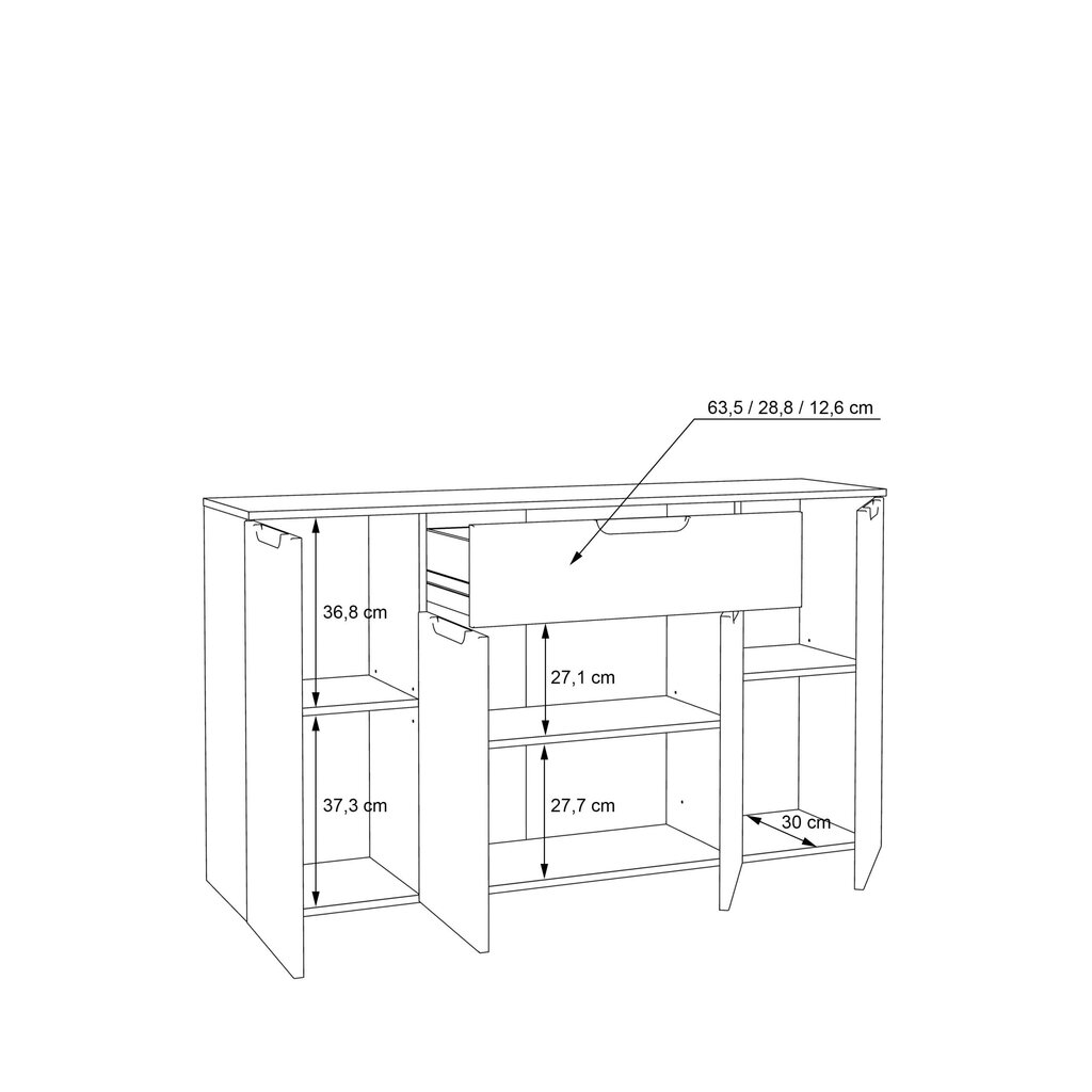 Moreno V -senkki, hiekkatammi-valkoinen korkeakiiltoinen hinta ja tiedot | Lipastot | hobbyhall.fi