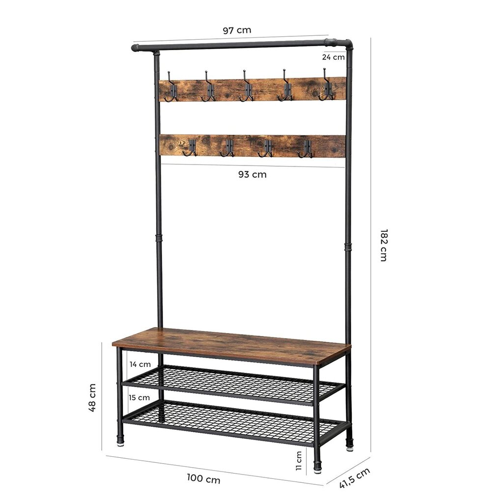 Vaateripustin HSR47BX, ruskea/musta hinta ja tiedot | Naulakot | hobbyhall.fi