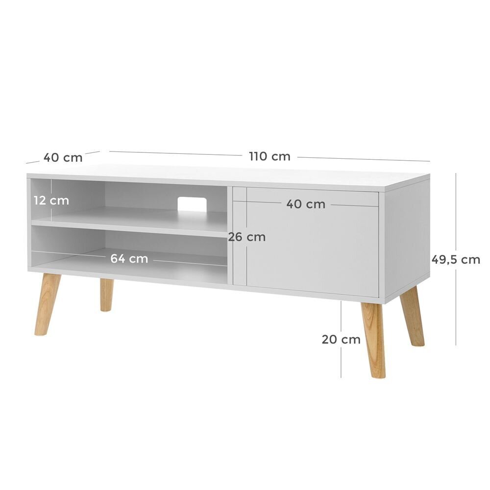 TV-pöytä Songmics 110 cm, valkoinen/ruskea hinta ja tiedot | TV-tasot | hobbyhall.fi