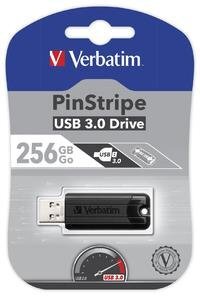 Verbatim USB-MUISTI 3.0 256GB PINSTRIPE MUSTA hinta ja tiedot | Muistitikut | hobbyhall.fi