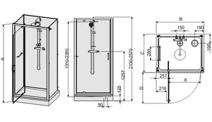 Neliseinäinen suihkukaappi Sanplast Classic II kpl-100s / CLII 80-120s hinta ja tiedot | Suihkukaapit ja suihkunurkat | hobbyhall.fi