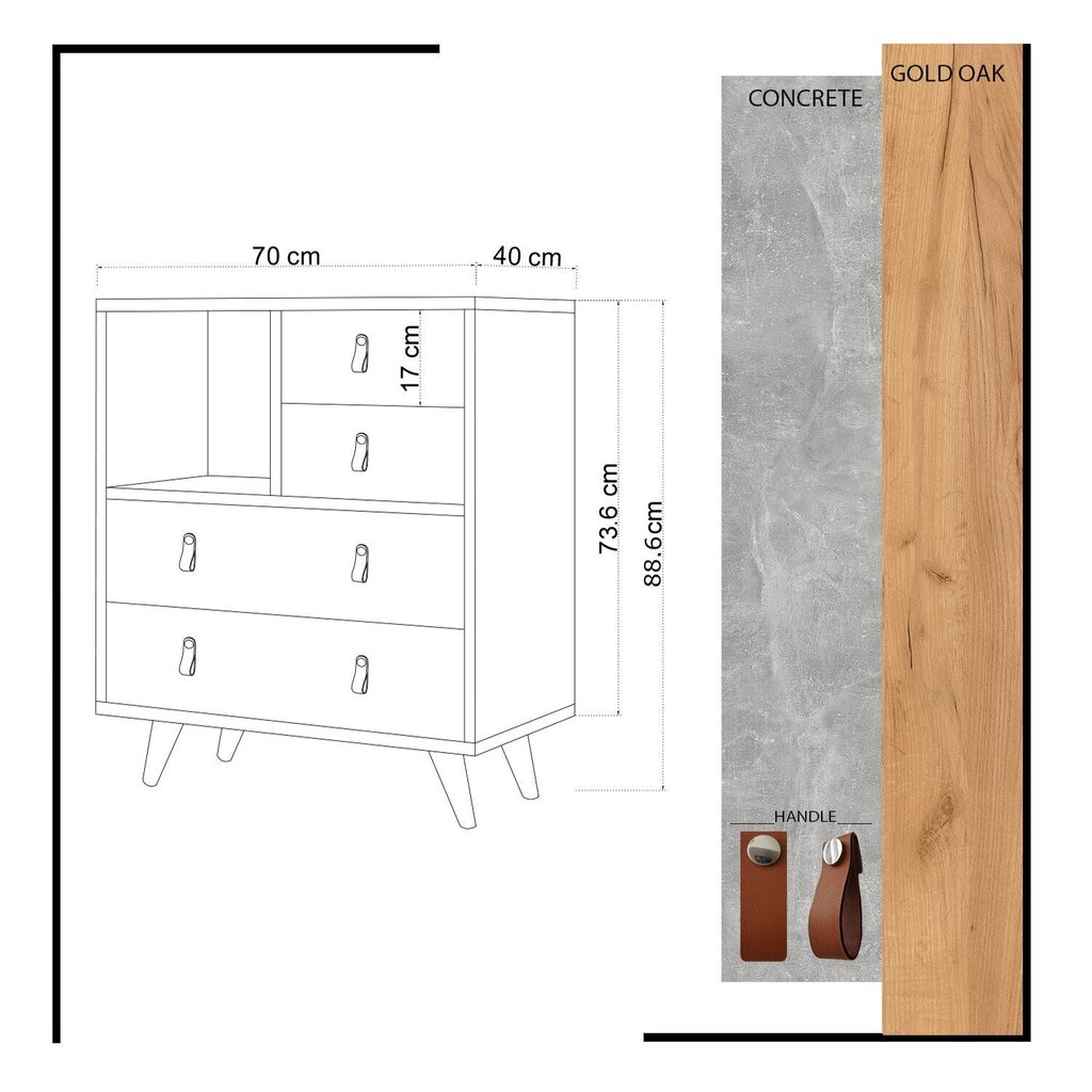 Lipastot Kalune Design Witlof, harmaa/ruskea hinta ja tiedot | Lipastot | hobbyhall.fi