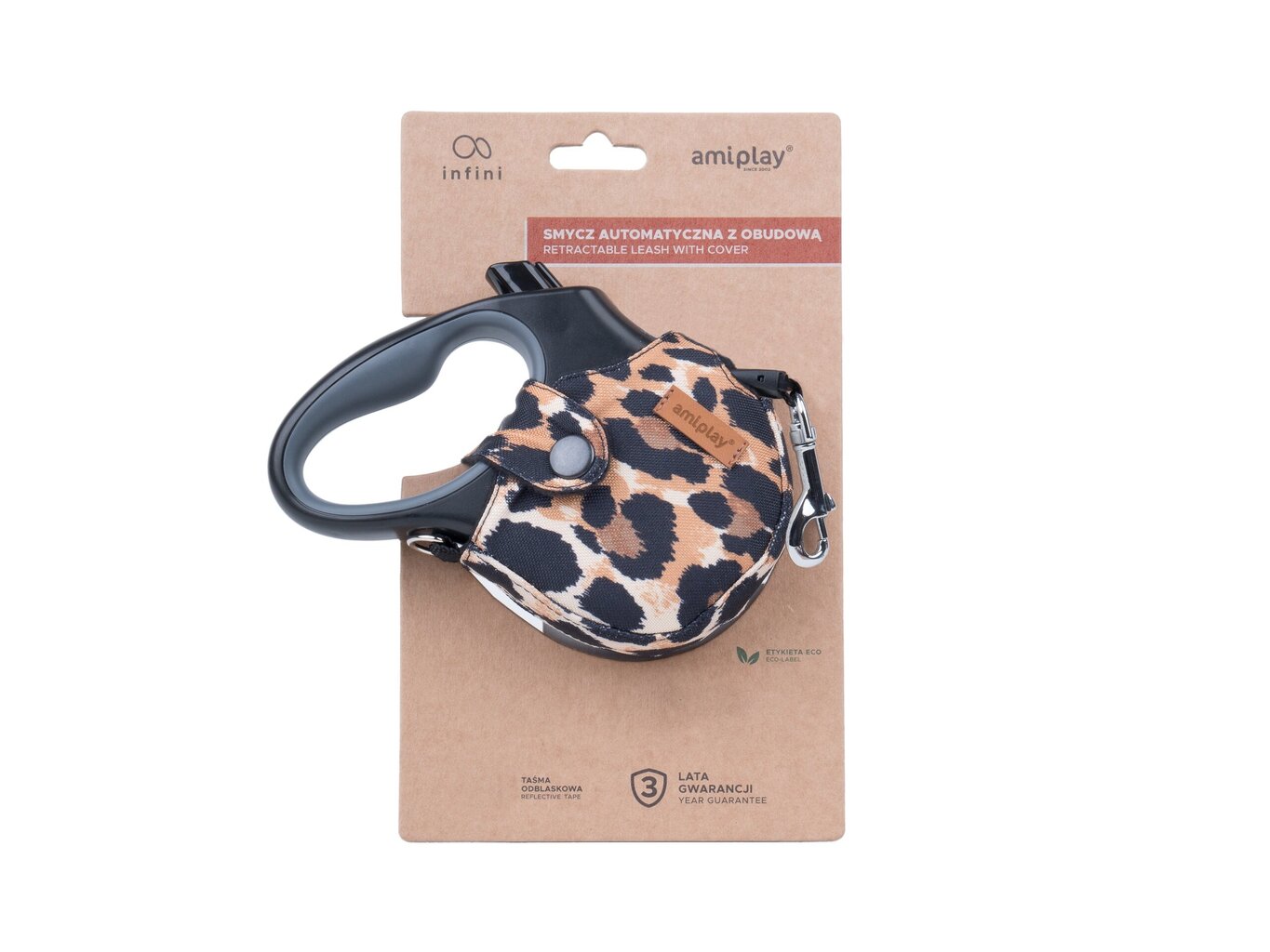 Amiplay automaattinen talutushihna Infini Safari Leopard, M hinta ja tiedot | Koiran talutushihnat | hobbyhall.fi