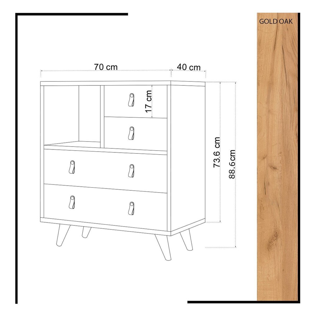 Lipasto Kalune Design Fallow, valkoinen / ruskea hinta ja tiedot | Lipastot | hobbyhall.fi