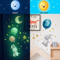 Pimeässä loistavat lastenhuoneen seinätarrat Kanit ilmapalloilla hinta ja tiedot | Sisustustarrat | hobbyhall.fi