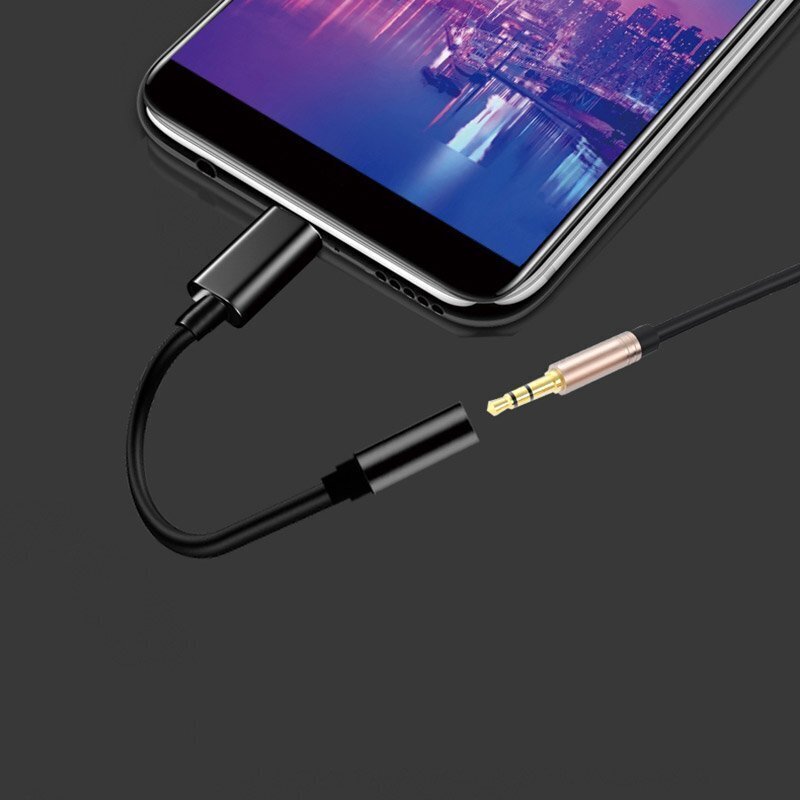 Sovitin USB Type C - 3,5 mm minijakki naaras, musta hinta ja tiedot | Puhelinkaapelit | hobbyhall.fi