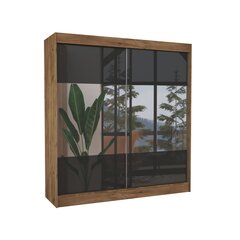 Vaatekaappi Adrk Furniture Tamos 200 cm, ruskea/musta. hinta ja tiedot | Kaapit | hobbyhall.fi