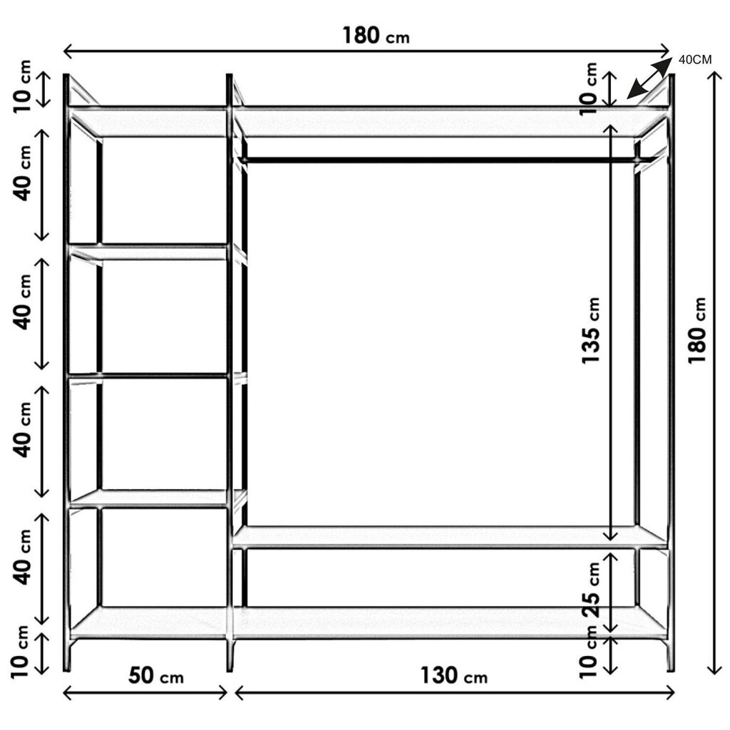 Vaatekaappi Kalune Design Trend L607, musta hinta ja tiedot | Kaapit | hobbyhall.fi