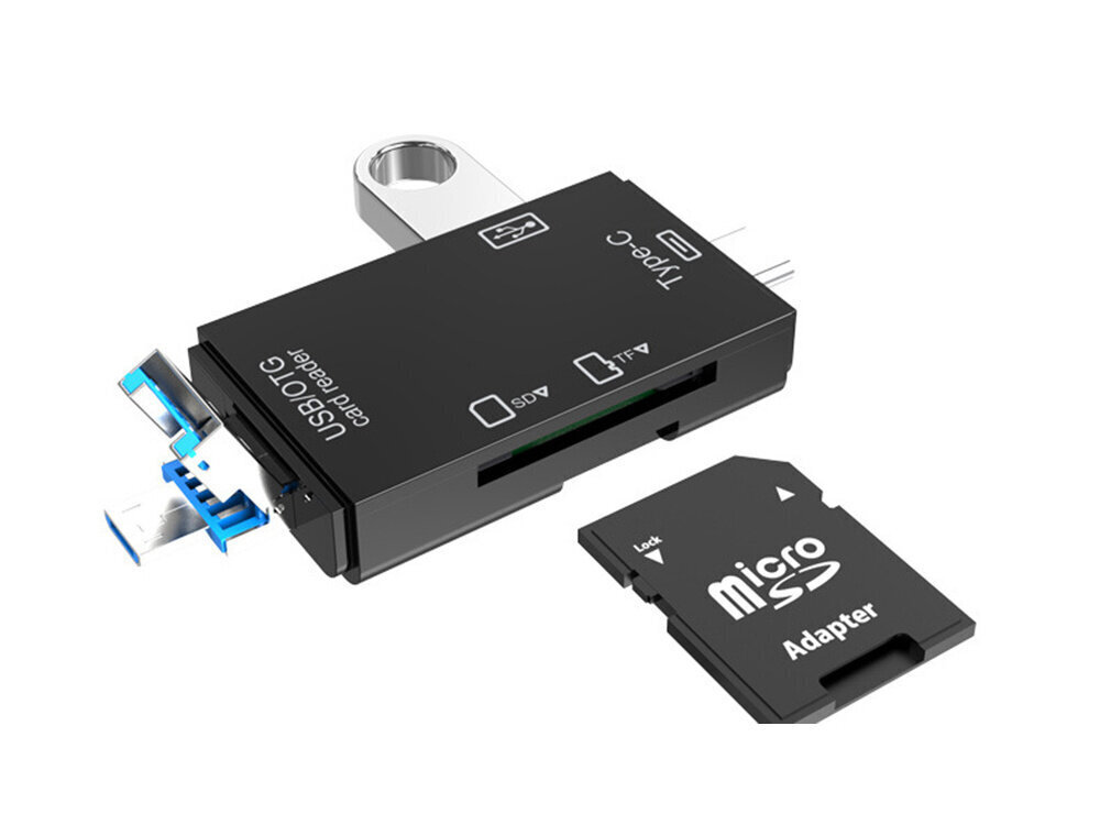 SD MicroSD TFUSB USB-C MICRO USB OTG 5in1 -sovitin hinta ja tiedot | Adapterit | hobbyhall.fi