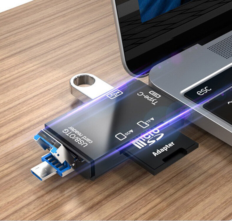 SD MicroSD TFUSB USB-C MICRO USB OTG 5in1 -sovitin hinta ja tiedot | Adapterit | hobbyhall.fi