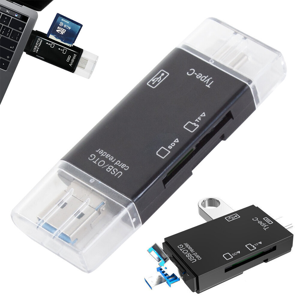 SD MicroSD TFUSB USB-C MICRO USB OTG 5in1 -sovitin hinta ja tiedot | Adapterit | hobbyhall.fi