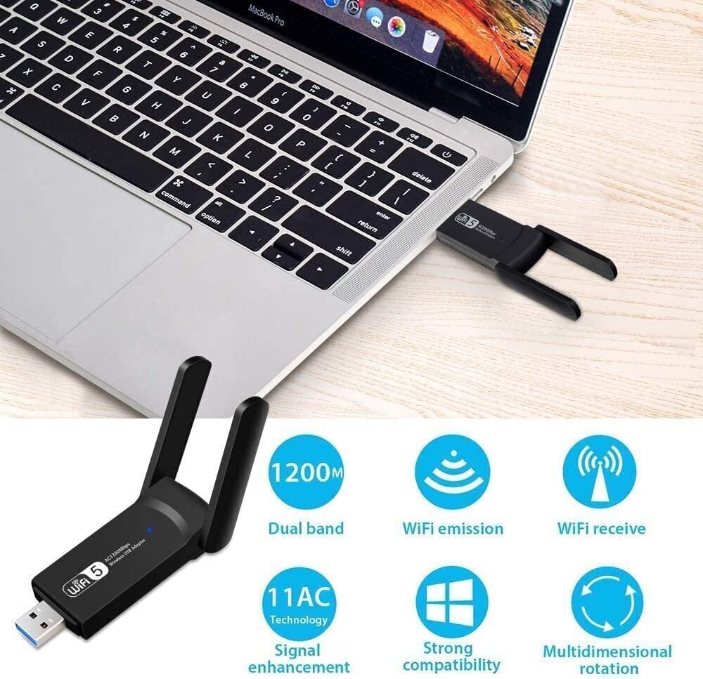 USB1200Mbps DUAL WI-FI -sovitin WIFI verkkokortti hinta ja tiedot | Adapterit | hobbyhall.fi