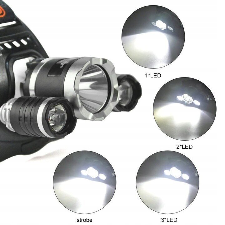 Tehokas 3 X LED T6 CREE otsalamppu hinta ja tiedot | Retkilamput | hobbyhall.fi