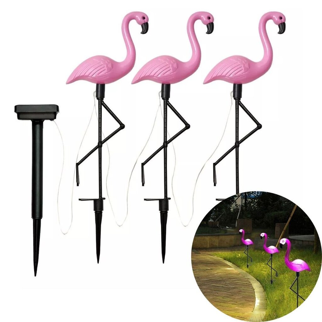 Puutarhassa lamput Kanssa aurinko paneeli LED - flamingo hinta ja tiedot | Puutarha- ja ulkovalot | hobbyhall.fi