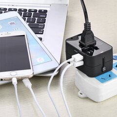 Yleiskäyttöinen pistorasiasovitin matkustajille 6A 100-240V 2x USB hinta ja tiedot | Puhelimen laturit | hobbyhall.fi