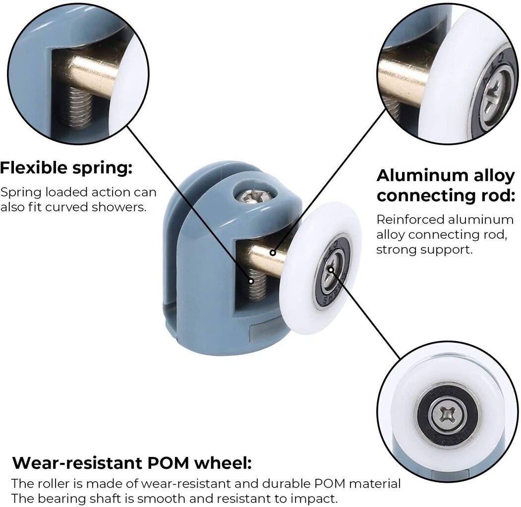 Pyörät rullat suihkut ovet (4 ylempää pyörät + 4 alempaa pyörät ) hinta ja tiedot | Kylpyhuonetarvikkeet | hobbyhall.fi