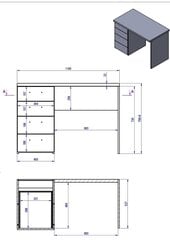 Kirjoituspöytä MT935, valkoinen hinta ja tiedot | Forte Toimistokalusteet | hobbyhall.fi