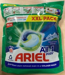 Ariel All in 1 Mountain Spring XXL pesukapselit, 50 kpl hinta ja tiedot | Pyykinpesuaineet | hobbyhall.fi